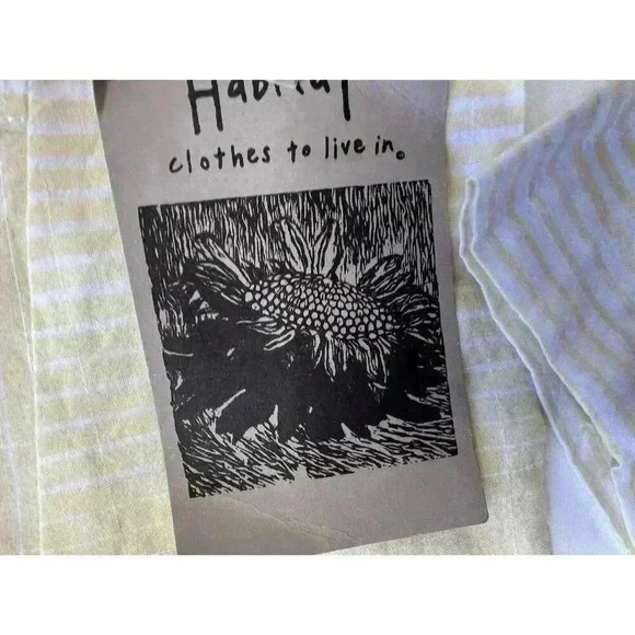HABITAT Women's Small Lagenlook Top Tunic Shirt Striped Button Yellow NEW 572 - Picture 3 of 3